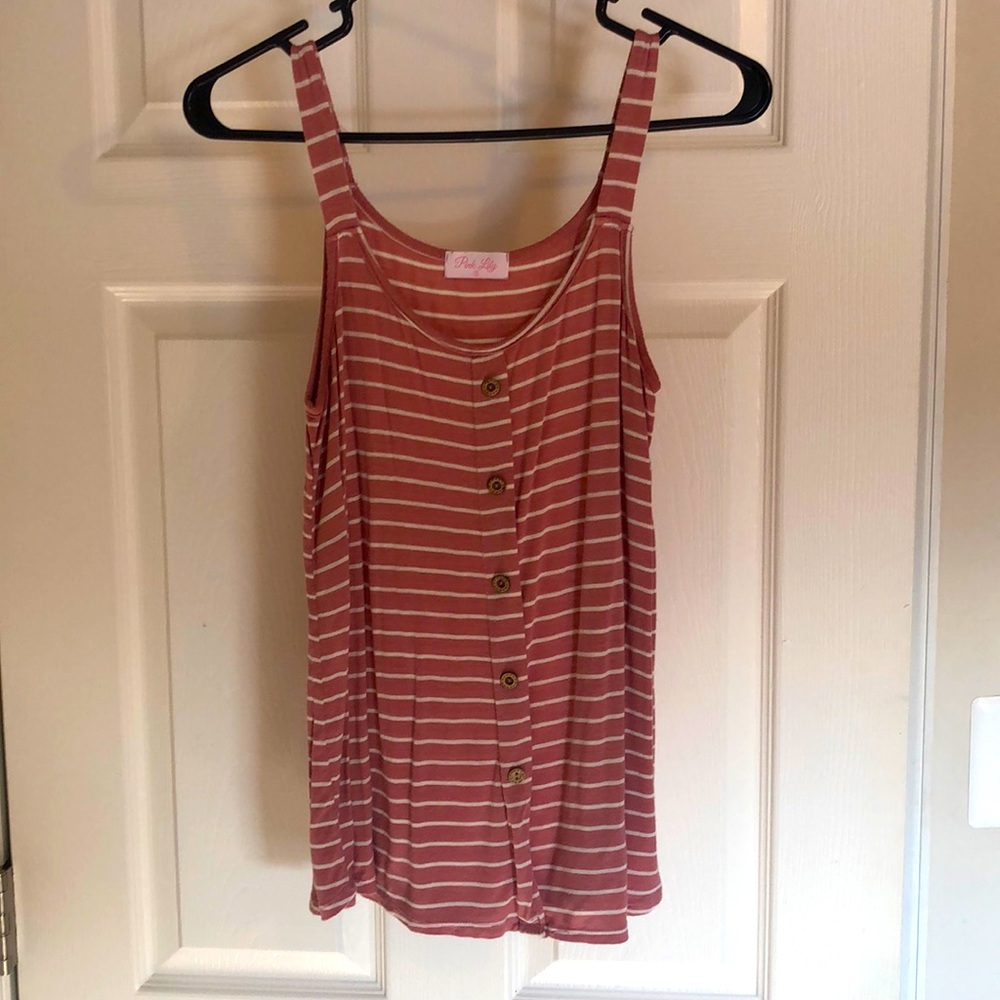 Pink lily striped tank top
